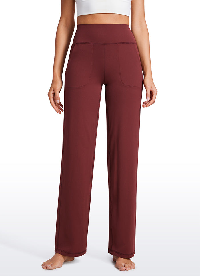 CRZ YOGA Women's Butterluxe High Rise Wide Leg Pants with Pockets 31'' Noctilucence Red