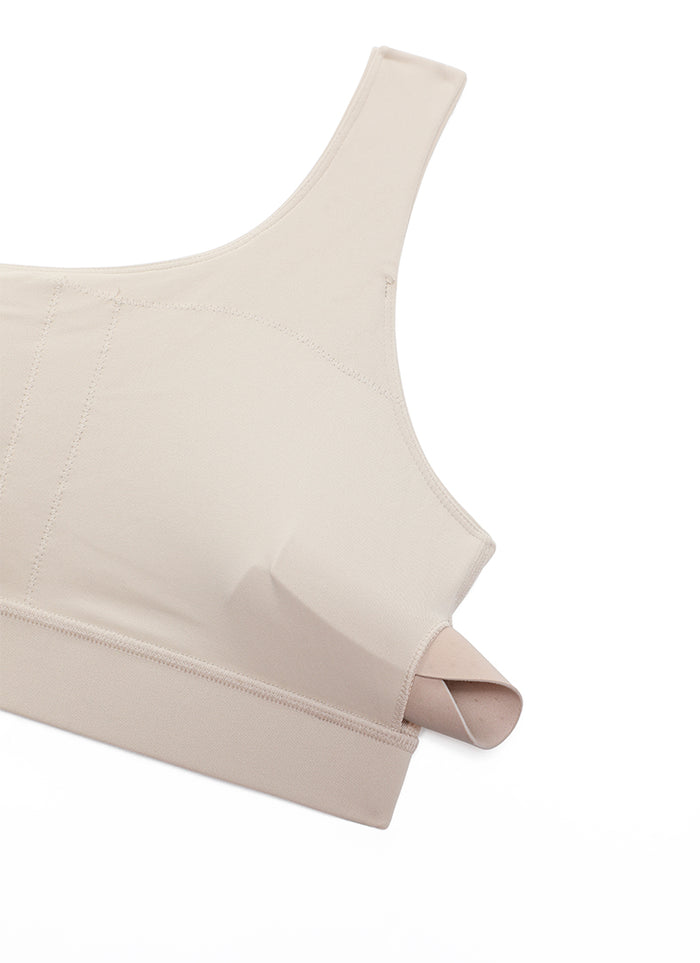 CRZ YOGA Butterluxe Womens One Shoulder Sports Bra Asymmetrical Padded Mojave Tan