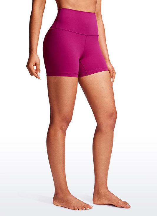 CRZ YOGA Women's Yoga High Rise Biker Shorts Butterluxe Shorts 4'' Magenta Purple