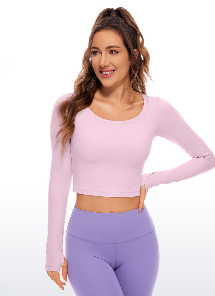 CRZ YOGA Leggings de yoga de manga larga Butterluxe para mujer Pink Peony