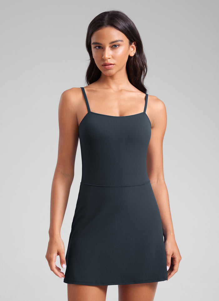CRZ YOGA Butterluxe Spaghetti Strap Athletic Casual Tennis Dresses True Navy