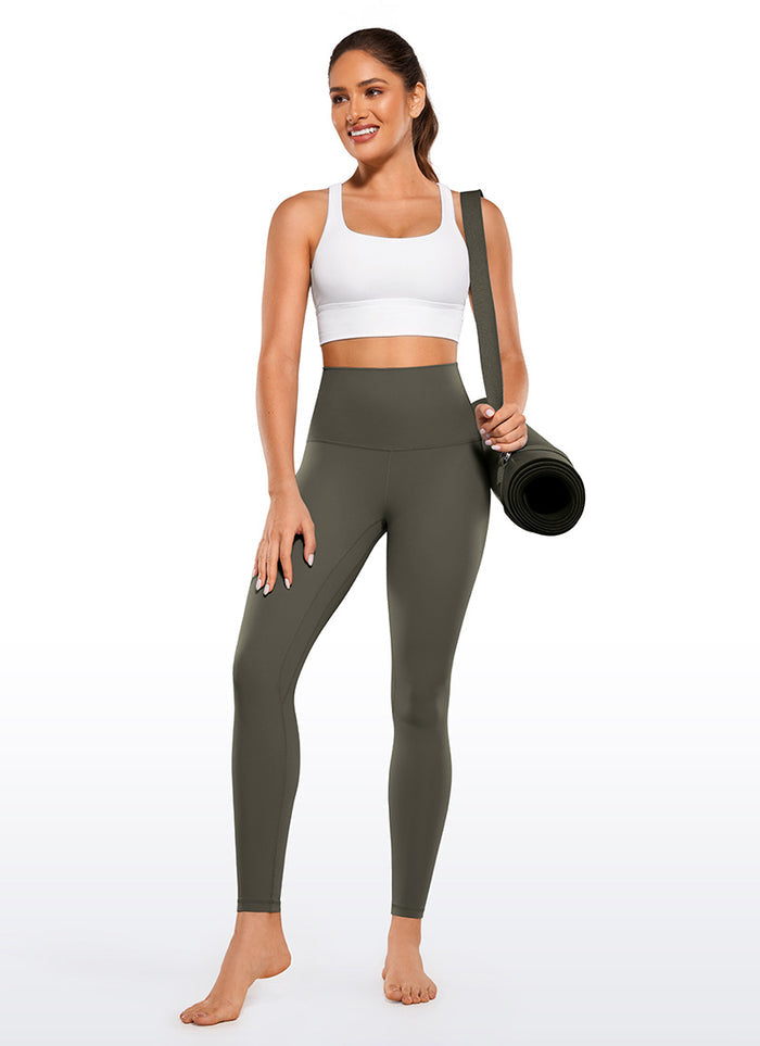 CRZ YOGA Women's Yoga Super High Waist Butterluxe Yoga Leggings 28'' Light Army Green