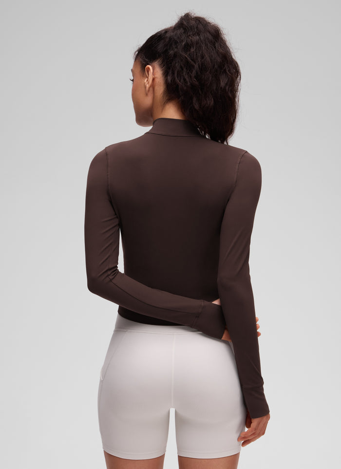 CRZ YOGA Women's Butterluxe Cropped Outerwear Full Zip Jackets Hot Fudge Brown