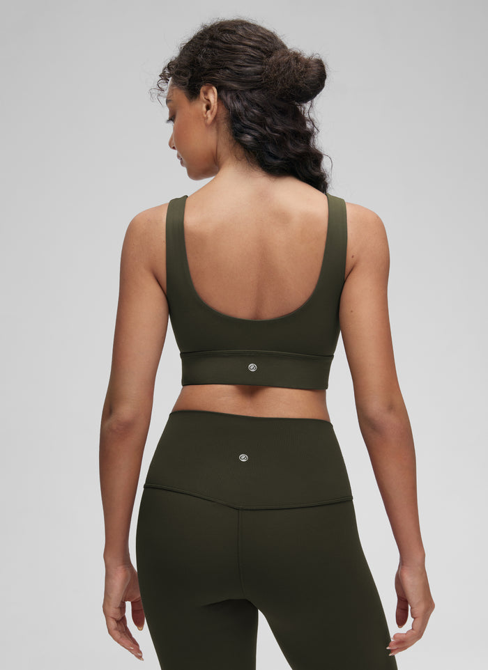 CRZ YOGA Women's Yoga Low Support Butterluxe Sport Bra U Back Longline Olive Green
