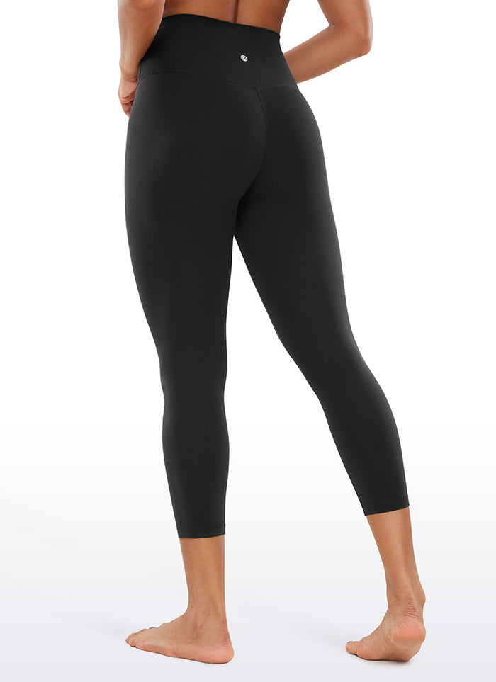 CRZ YOGA Women's High Rise Butterluxe V Cross Waist Capris Leggings 23'' Black