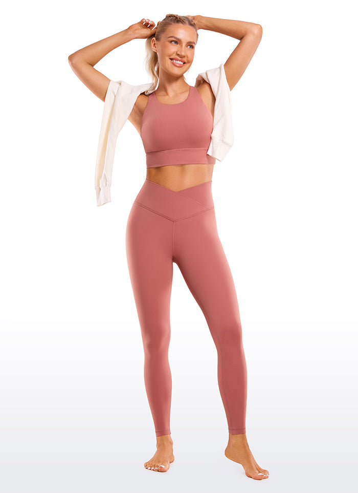CRZ YOGA Women's High Rise Butterluxe Yoga Leggings 28'' V Cross Waist Briar Rose