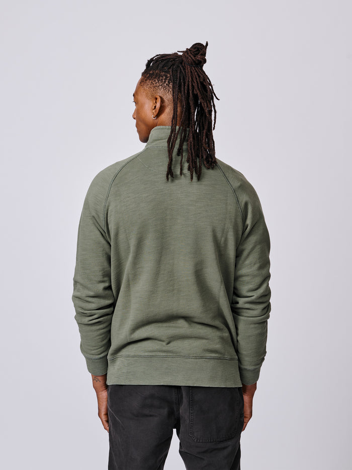 Aubin Washed Khaki Castleton Slub Zip Neck | Sweat Tops
