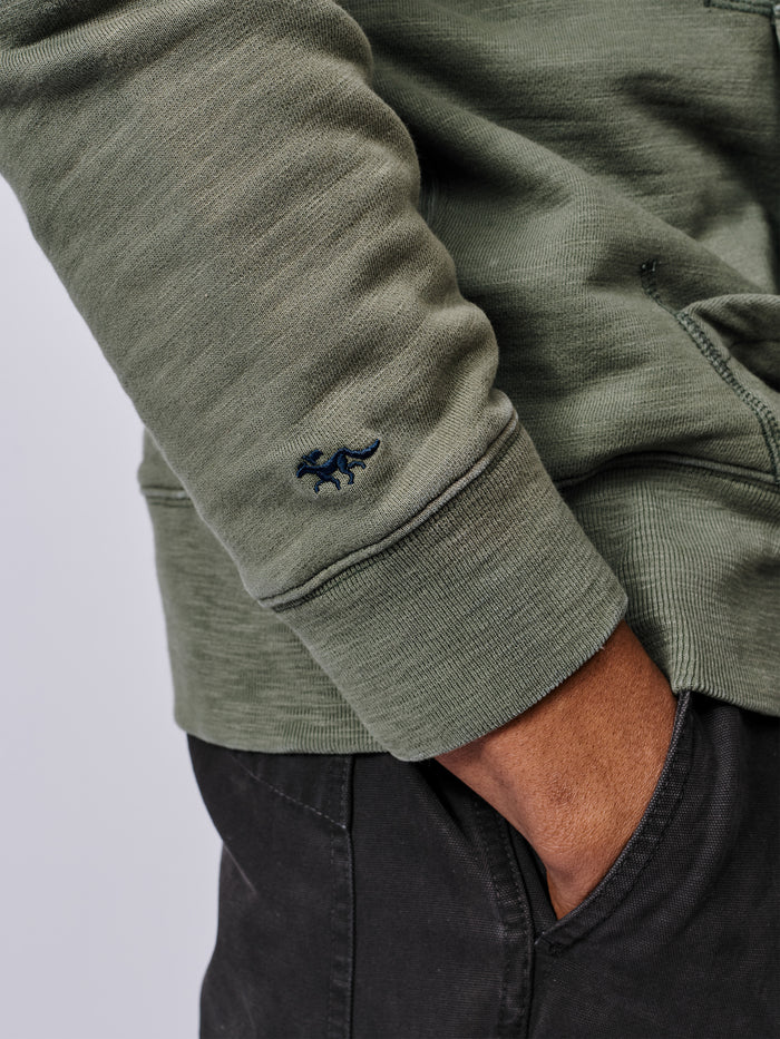 Aubin Washed Khaki Castleton Slub Zip Neck | Sweat Tops