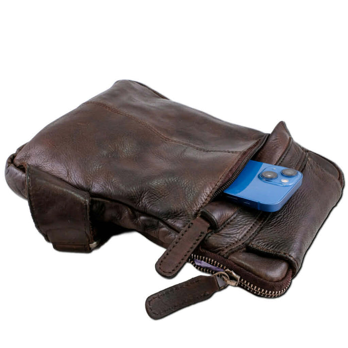 Celtic Leather Sling Bag - Brown