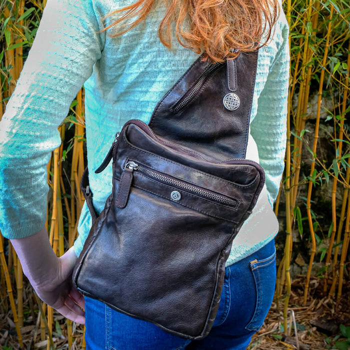 Celtic Leather Sling Bag - Brown