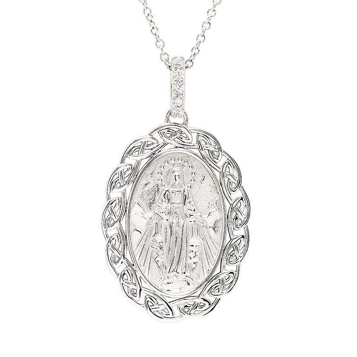 Celtic Miraculous Medal Sterling Silver Necklace