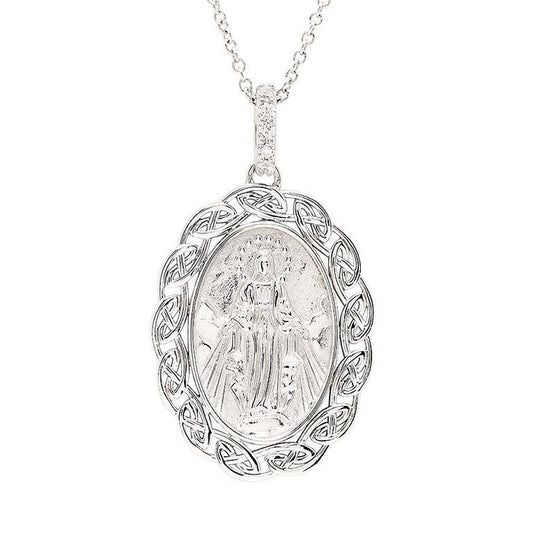 Celtic Miraculous Medal Sterling Silver Necklace