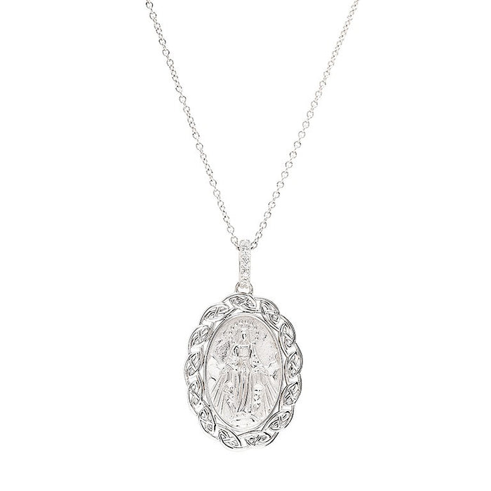 Celtic Miraculous Medal Sterling Silver Necklace