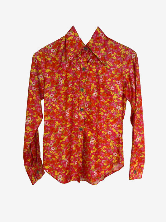 Centex Orange Floral Collared Shirt