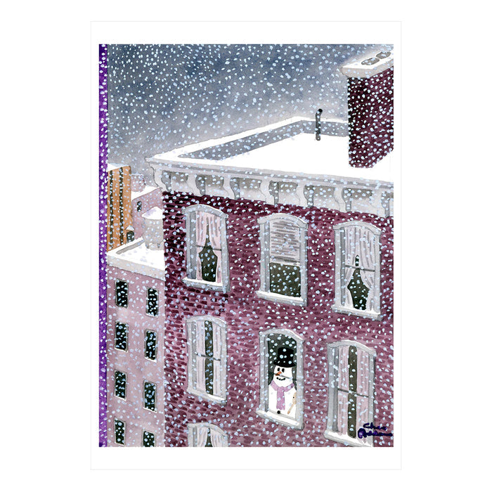 Charles Addams: Brownstone Snowman Holiday Boxed Cards - The New York Public Library Shop