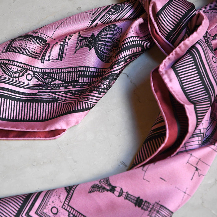 Close-up of the pink side of the double-sided scarf.