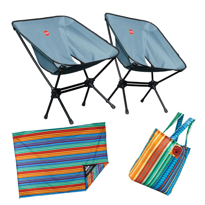 Chill Anywhere Bundle: Caddis HD Chair (x2), Adventure Sheet, Eco-tote Bag