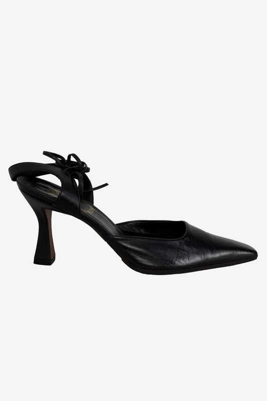 Christian Dior Black Tie-Ankle Pumps Late 1990s early 2000s