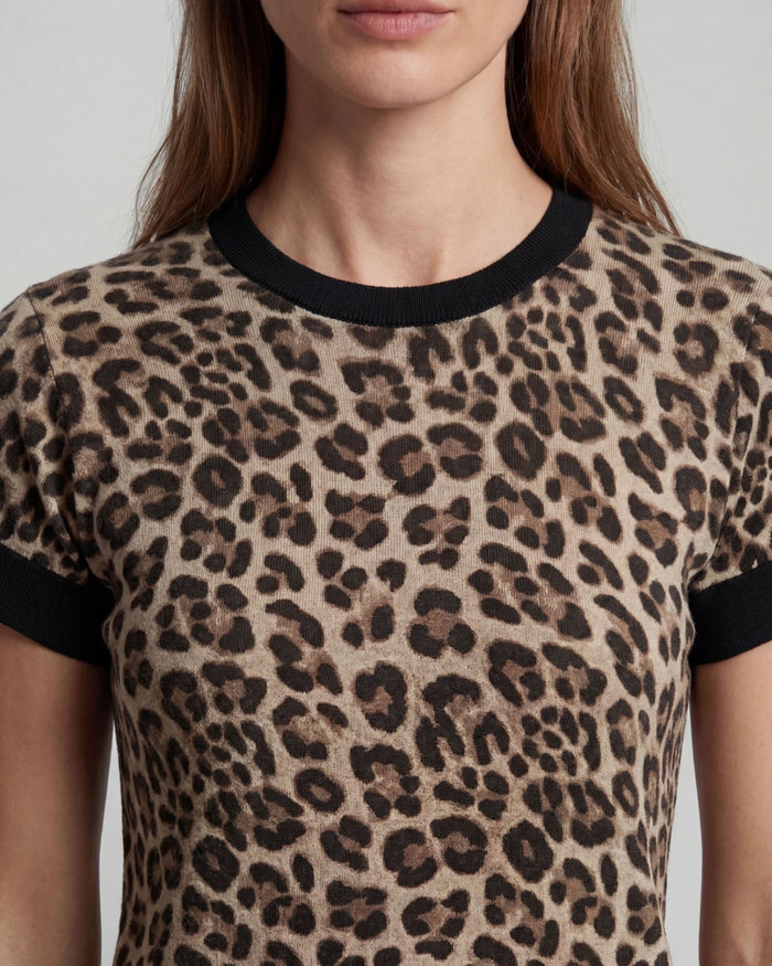 CLAUDETTE LEOPARD BROWN WOMENS KNIT SWEATER
