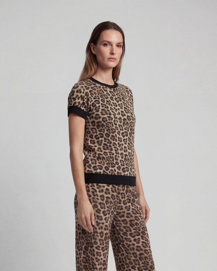 CLAUDETTE LEOPARD BROWN WOMENS KNIT SWEATER