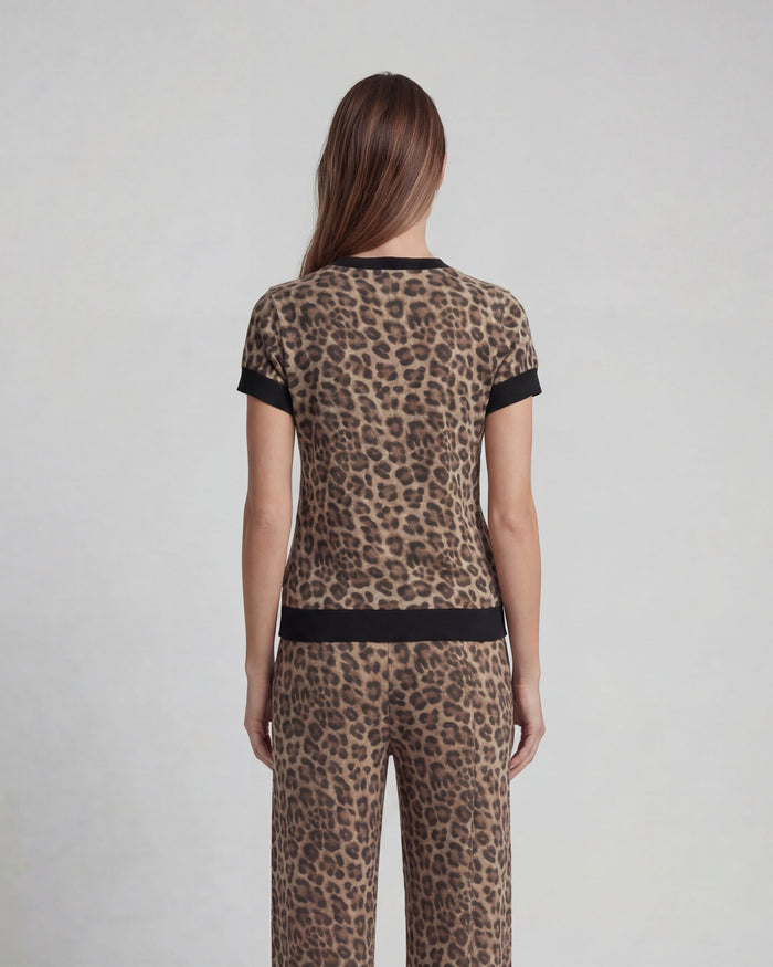 CLAUDETTE LEOPARD BROWN WOMENS KNIT SWEATER