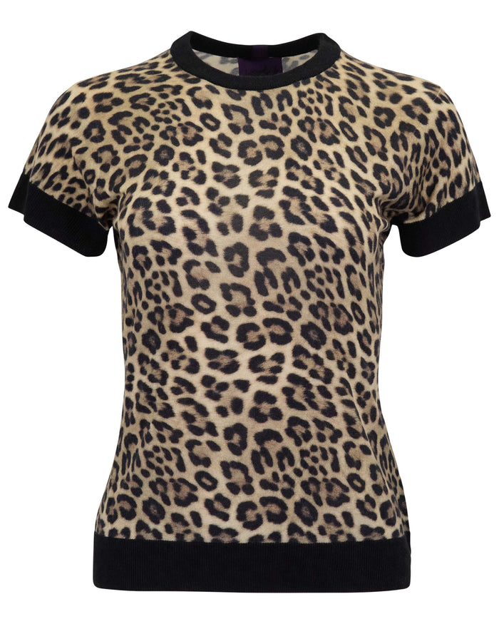 CLAUDETTE LEOPARD BROWN WOMENS KNIT SWEATER