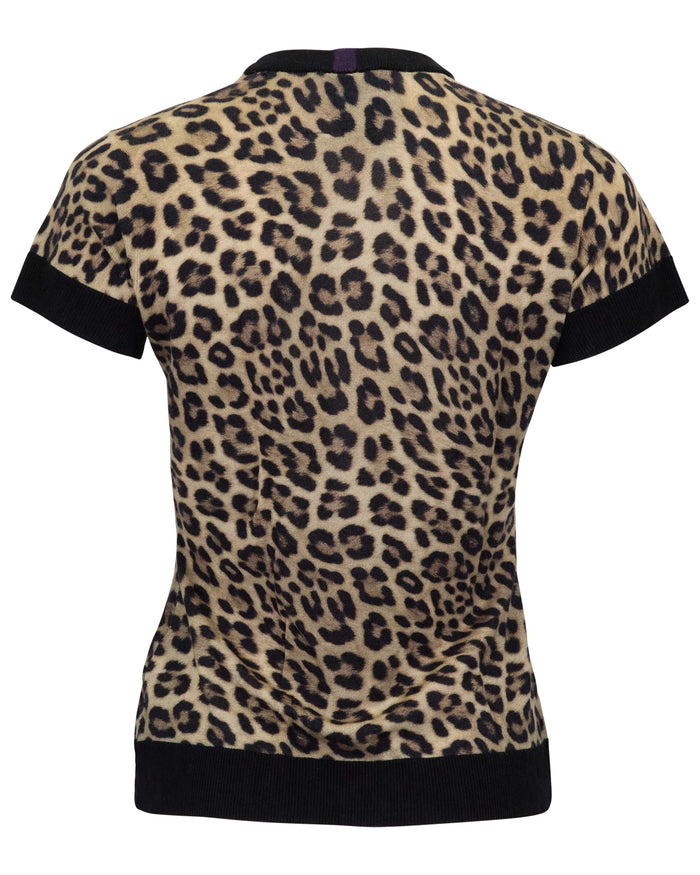 CLAUDETTE LEOPARD BROWN WOMENS KNIT SWEATER