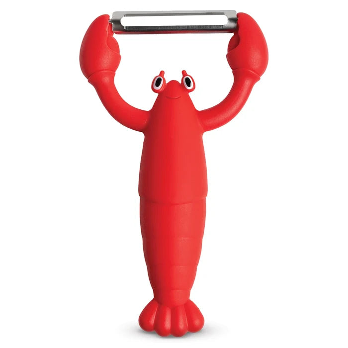 Red lobster-shaped peeler on a white background