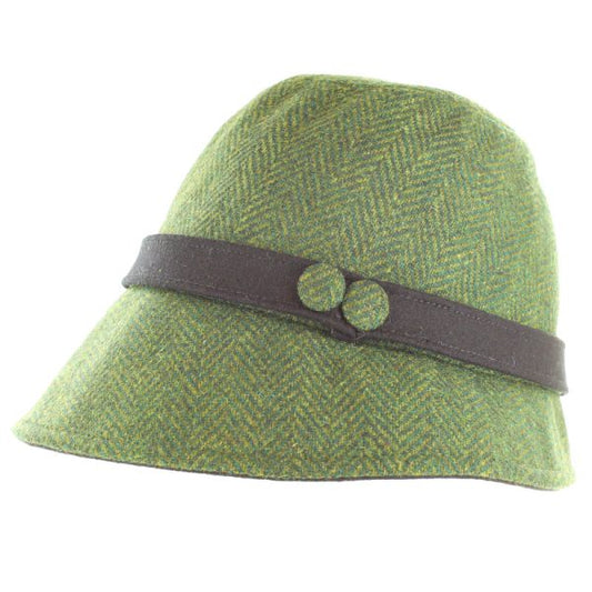 Clodagh Hat - Green Herringbone