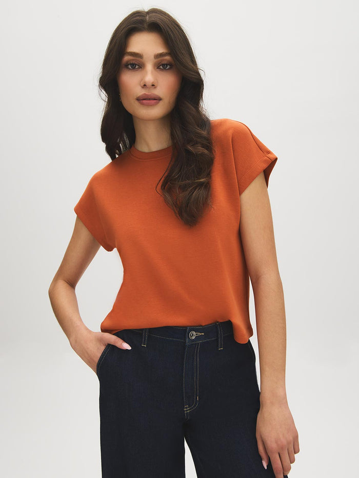 Wind Chime Cloud Fleece Dolman Sleeve Top - Woman Wearing Relaxed Fit Knit Top - Suzy Shier