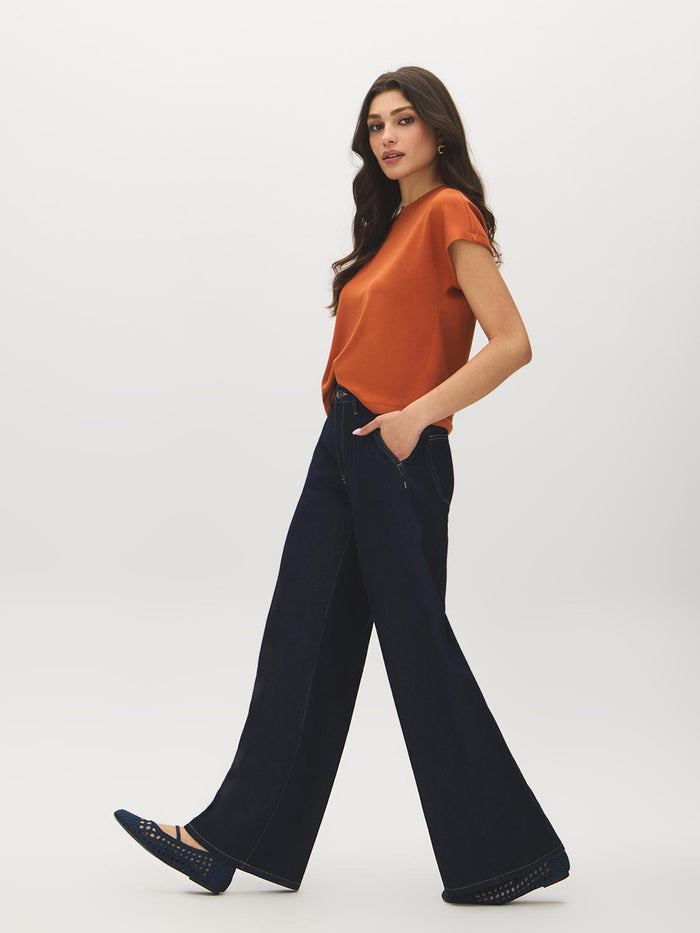 Wind Chime Cloud Fleece Dolman Sleeve Top - Side Profile View - Suzy Shier