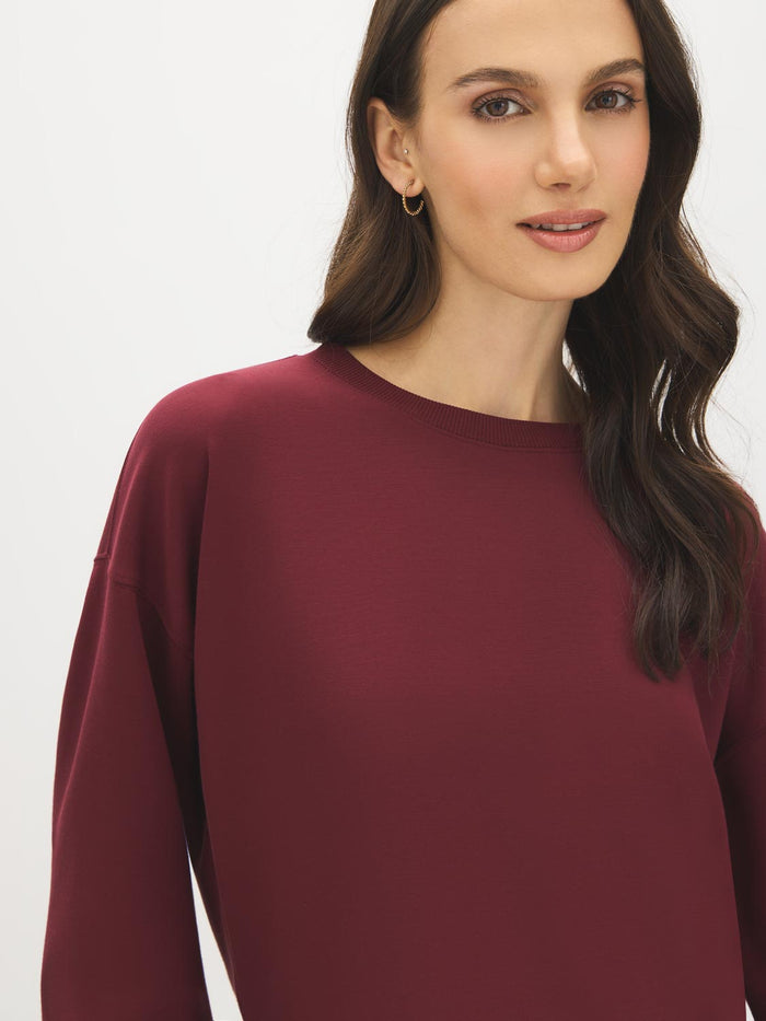 Wine Cloud Fleece Top with Drop Shoulder Sleeves - Suzy Shier