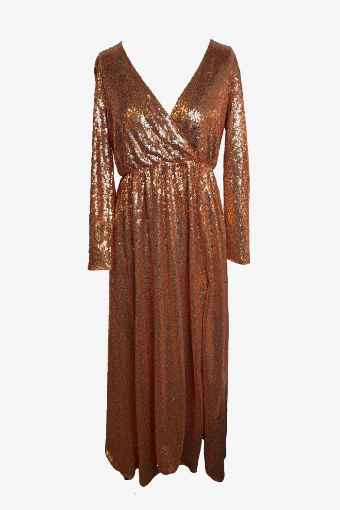 Club L London Rose Gold Sequin Gown image 0