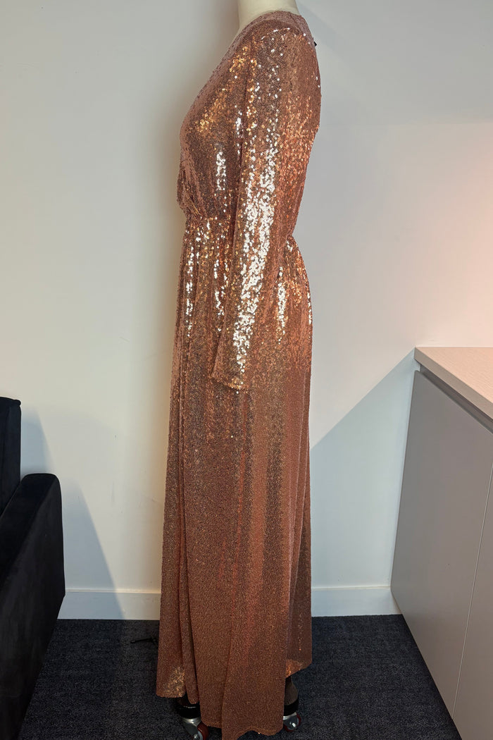 Club L London Rose Gold Sequin Gown