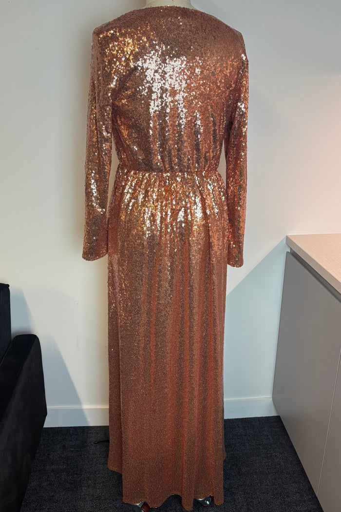 Club L London Rose Gold Sequin Gown