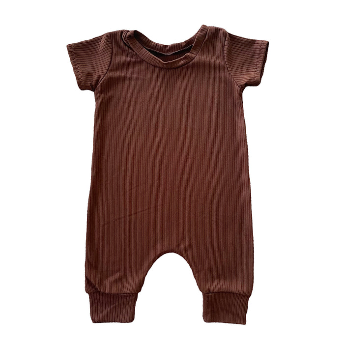 Cocoa Ribbed Harem Romper