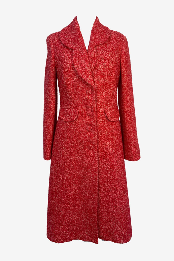 Collette Dinnigan Red Tweed Long Coat