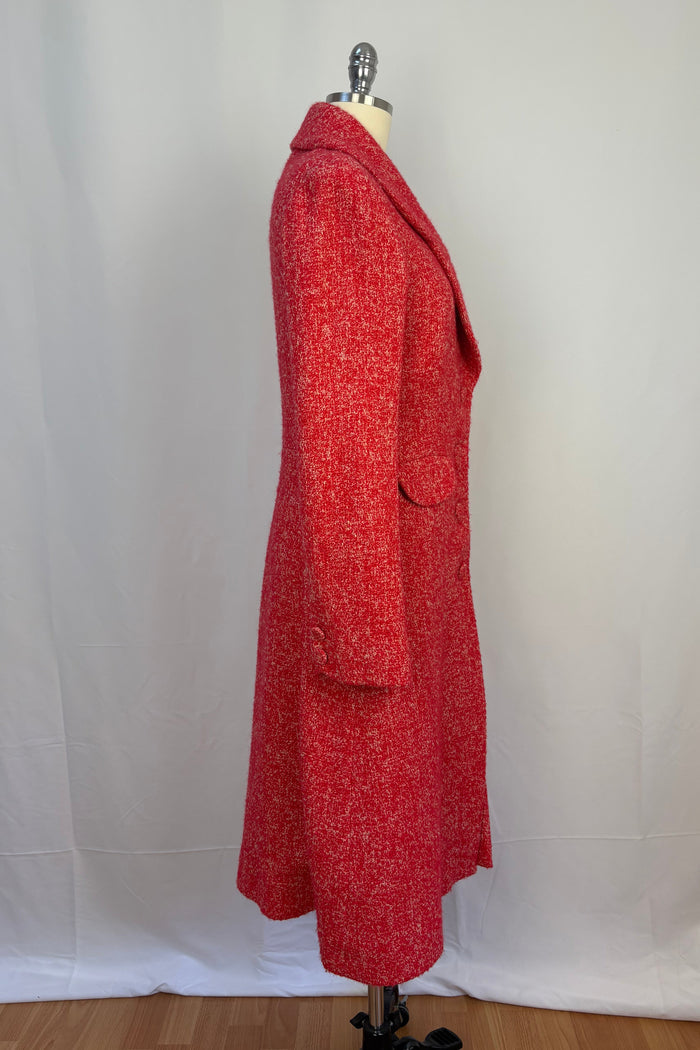 Collette Dinnigan Red Tweed Long Coat
