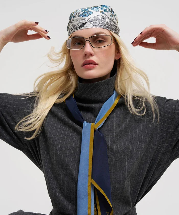 Colorblock Silk Bias Scarf
