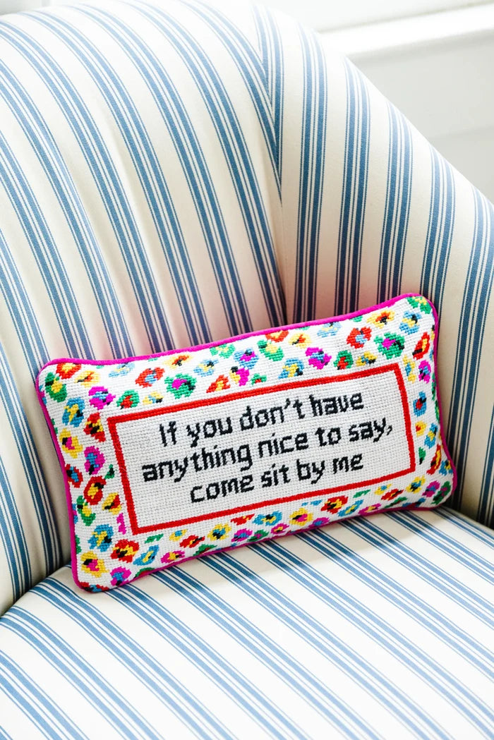 Come Sit By Me Needlepoint Pillow - The New York Public Library Shop