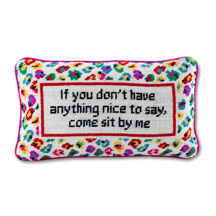 Come Sit By Me Needlepoint Pillow - The New York Public Library Shop