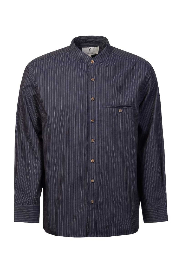 Comfort Blend Traditional Shirt - Navy and White Stripe