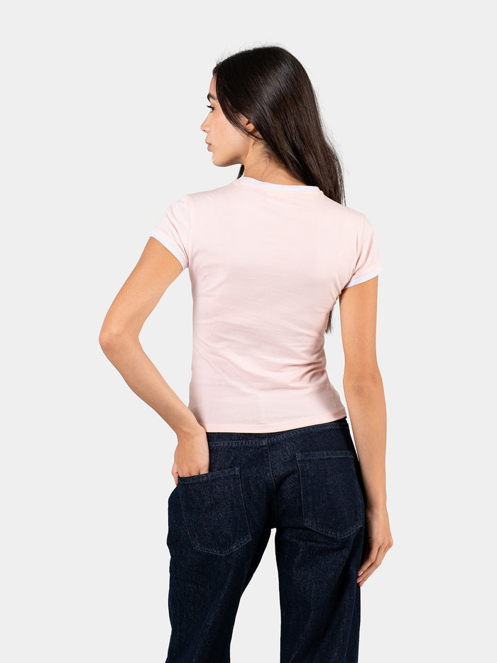 CONTRAST EDGE T-SHIRT PINK X WHITE 5