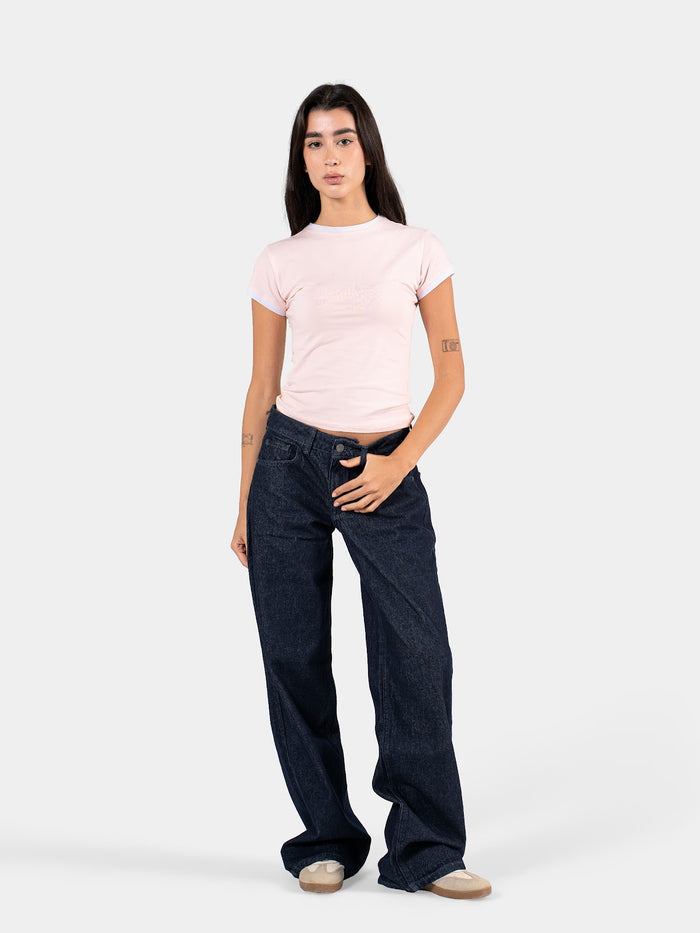 CONTRAST EDGE T-SHIRT PINK X WHITE 1