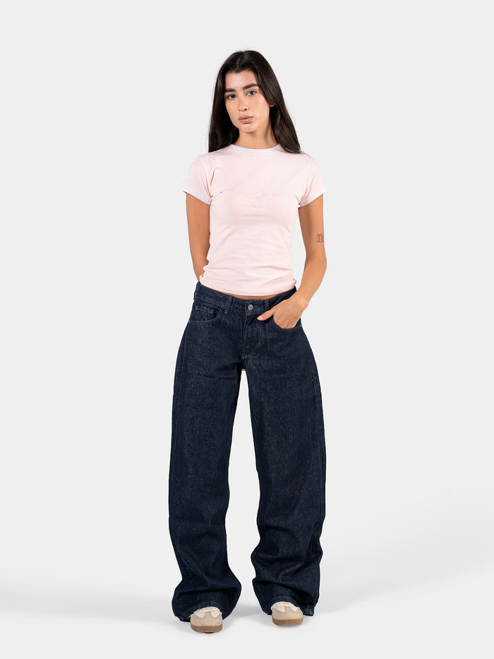 CONTRAST EDGE T-SHIRT PINK X WHITE 2