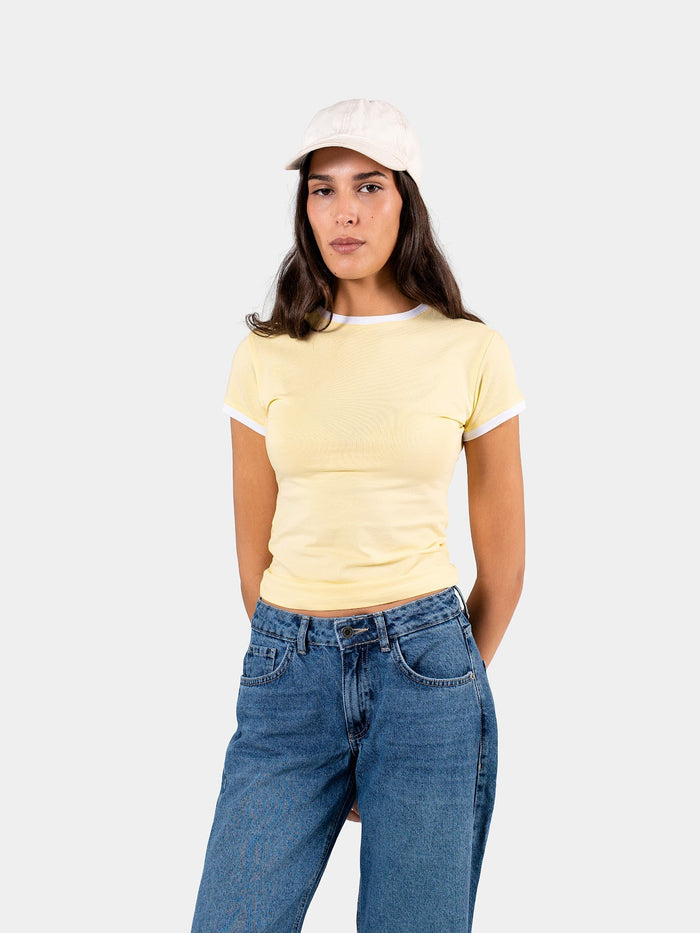CONTRAST EDGE T-SHIRT YELLOW X WHITE 4