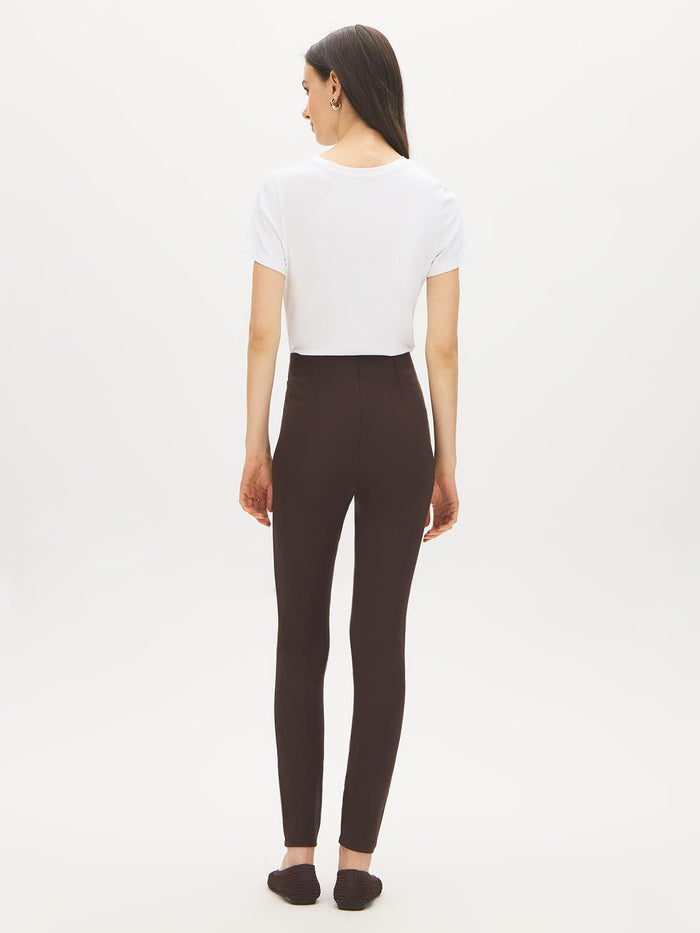 Coffee Bean Corset Waist Skinny Knit Pants - Back View - Suzy Shier