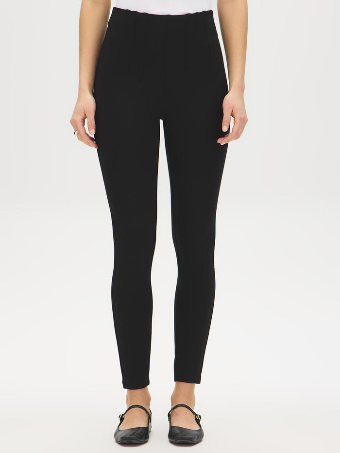 Black Corset Waist Skinny Pants - Front View - Suzy Shier