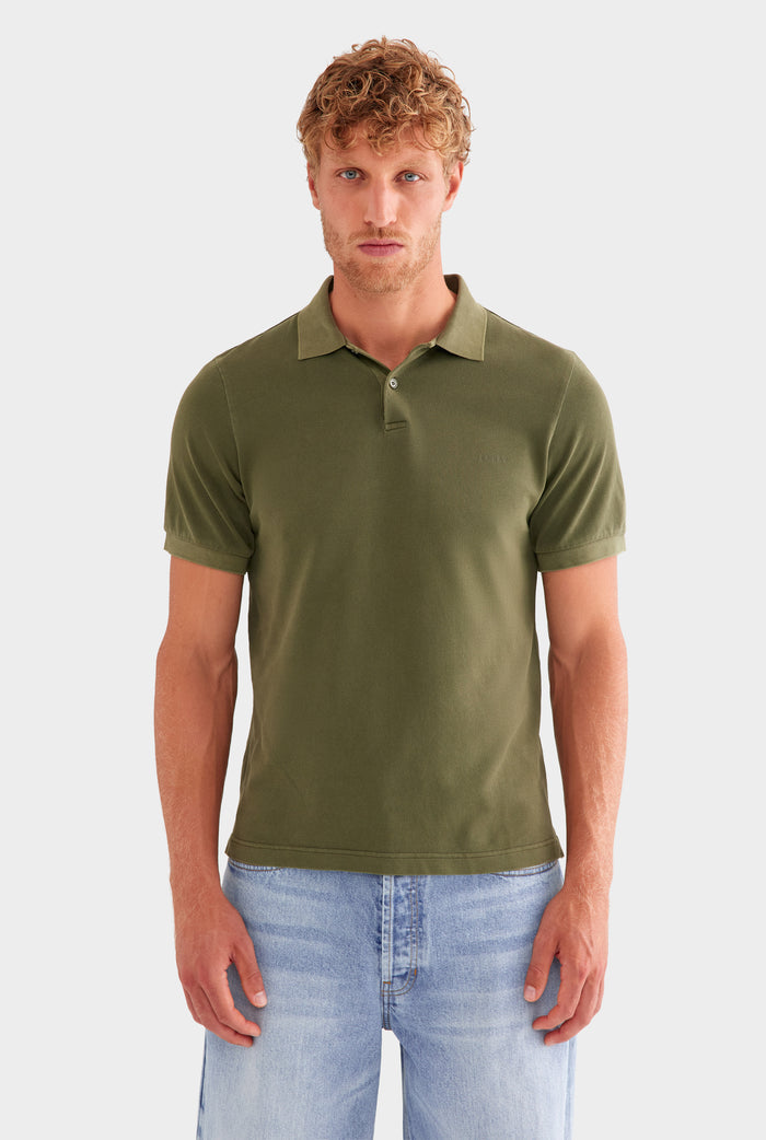 Cotton Pique Polo - Pigment Dyed Olive