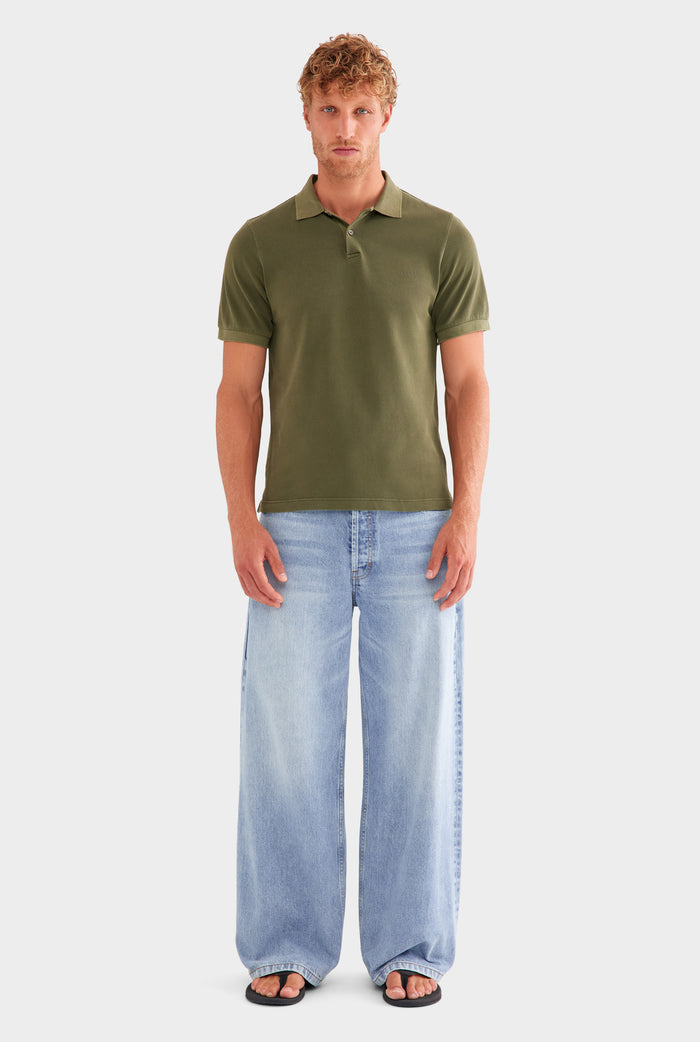 Cotton Pique Polo - Pigment Dyed Olive
